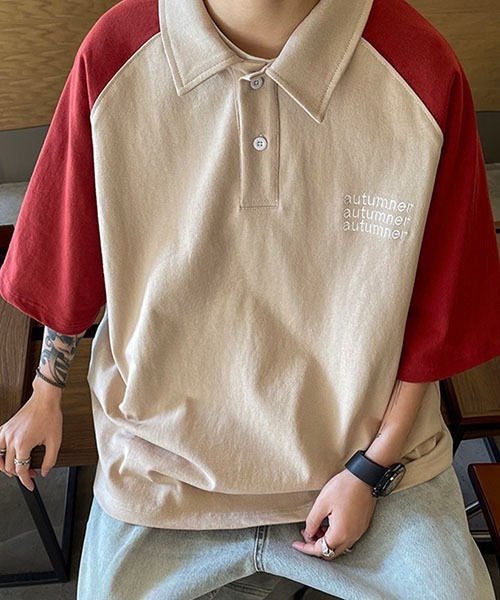 WESTBOY(ウエストボーイ)の「ビッグシルエットラグランスリーブポロシャツWOK23S3TP04【WB ORIGINALS】(ポロシャツ・メンズ・ホワイト/ネイビー/ベージュ・L/M/XL)」の9枚目の写真