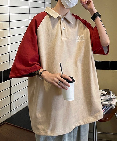 WESTBOY(ウエストボーイ)の「ビッグシルエットラグランスリーブポロシャツWOK23S3TP04【WB ORIGINALS】(ポロシャツ・メンズ・ホワイト/ネイビー/ベージュ・L/M/XL)」の10枚目の写真
