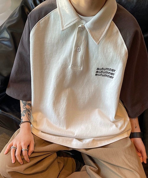 WESTBOY(ウエストボーイ)の「ビッグシルエットラグランスリーブポロシャツWOK23S3TP04【WB ORIGINALS】(ポロシャツ・メンズ・ホワイト/ネイビー/ベージュ・L/M/XL)」の5枚目の写真