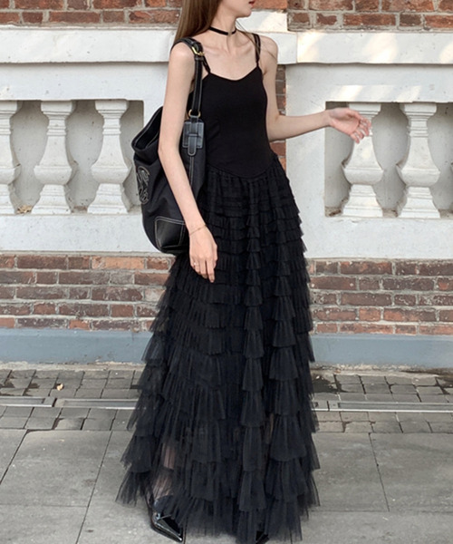 Tiered Tulle Onepieceティアードチュールワンピース　ベージュ MAISON SPECIAL（メゾンスペシャル）の「Tiered Tulle Onepiece