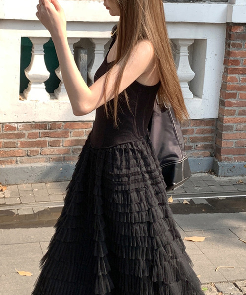 セール】レディース ボリュームティアードチュールワンピース