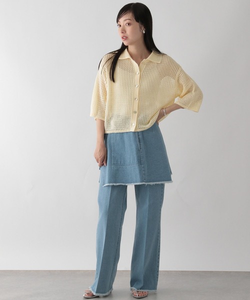 LOWRYS FARM（ローリーズファーム）の「メッシュショートポロ５Ｓ　963730（ポロシャツ・レディース・ブラック/アイボリー/グリーン・FREE）」の4枚目の写真