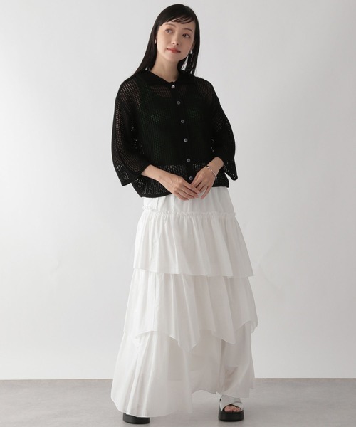 LOWRYS FARM（ローリーズファーム）の「メッシュショートポロ５Ｓ　963730（ポロシャツ・レディース・ブラック/アイボリー/グリーン・FREE）」の7枚目の写真