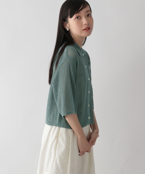 LOWRYS FARM（ローリーズファーム）の「メッシュショートポロ５Ｓ　963730（ポロシャツ・レディース・ブラック/アイボリー/グリーン・FREE）」の10枚目の写真