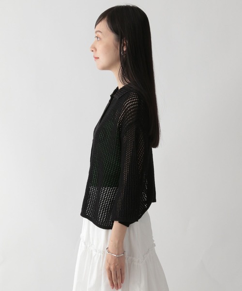 LOWRYS FARM（ローリーズファーム）の「メッシュショートポロ５Ｓ　963730（ポロシャツ・レディース・ブラック/アイボリー/グリーン・FREE）」の11枚目の写真