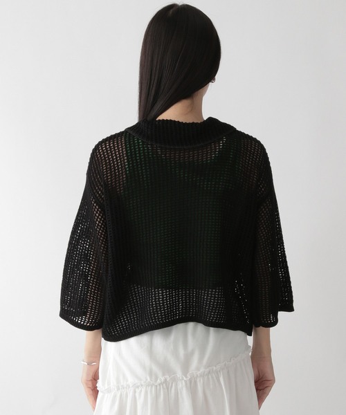 LOWRYS FARM（ローリーズファーム）の「メッシュショートポロ５Ｓ　963730（ポロシャツ・レディース・ブラック/アイボリー/グリーン・FREE）」の12枚目の写真