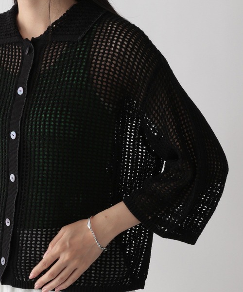 LOWRYS FARM（ローリーズファーム）の「メッシュショートポロ５Ｓ　963730（ポロシャツ・レディース・ブラック/アイボリー/グリーン・FREE）」の14枚目の写真