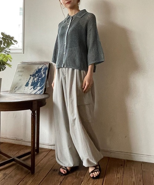 LOWRYS FARM（ローリーズファーム）の「メッシュショートポロ５Ｓ　963730（ポロシャツ・レディース・ブラック/アイボリー/グリーン・FREE）」の22枚目の写真