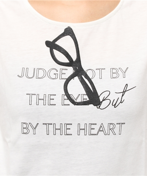 Every very nice claup（エブリィベリーナイスクラップ）の「【Every very nice claup】メガネＴＥ（Tシャツ/カットソー・レディース・オフホワイト/トップグレー/スミクロ・FREE）」の10枚目の写真