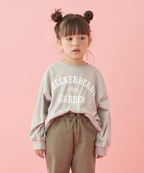 Lycee mine（リセマイン）の「【型崩れしないやわらかコットン】アソートプリントチュニックTシャツ（Tシャツ/カットソー・キッズ・ミント/ピンク/ラベンダー/ネイビー/グレイッシュベージュ/アイボリー・120cm/130cm/140cm/150cm/100cm/110cm）」の3枚目の写真