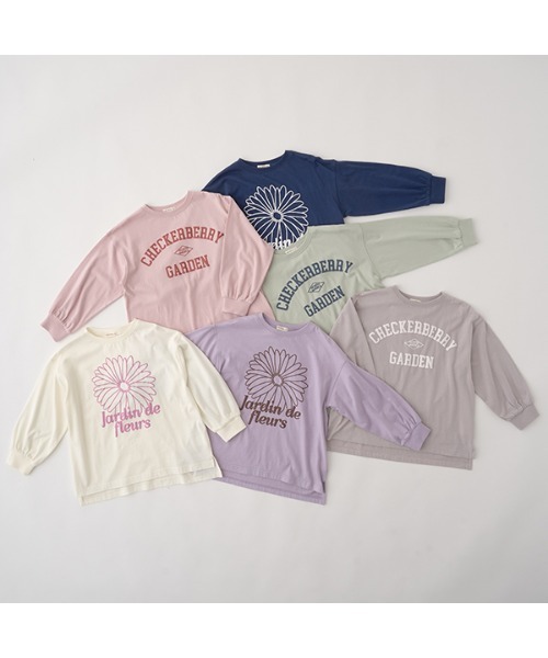 Lycee mine（リセマイン）の「【型崩れしないやわらかコットン】アソートプリントチュニックTシャツ（Tシャツ/カットソー・キッズ・ミント/ピンク/ラベンダー/ネイビー/グレイッシュベージュ/アイボリー・120cm/130cm/140cm/150cm/100cm/110cm）」の9枚目の写真