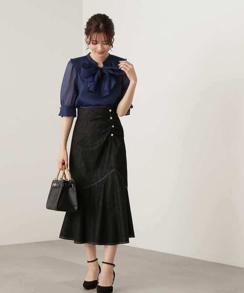 PROPORTION BODY DRESSING（プロポーションボディドレッシング）の「オーガンラッフルブラウス / 1213210808（シャツ/ブラウス・レディース・ネイビー/オフホワイト・FREE）」の16枚目の写真