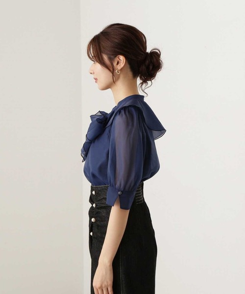 PROPORTION BODY DRESSING（プロポーションボディドレッシング）の「オーガンラッフルブラウス / 1213210808（シャツ/ブラウス・レディース・ネイビー/オフホワイト・FREE）」の17枚目の写真