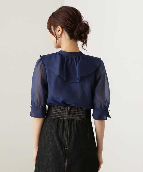 PROPORTION BODY DRESSING（プロポーションボディドレッシング）の「オーガンラッフルブラウス / 1213210808（シャツ/ブラウス・レディース・ネイビー/オフホワイト・FREE）」の18枚目の写真