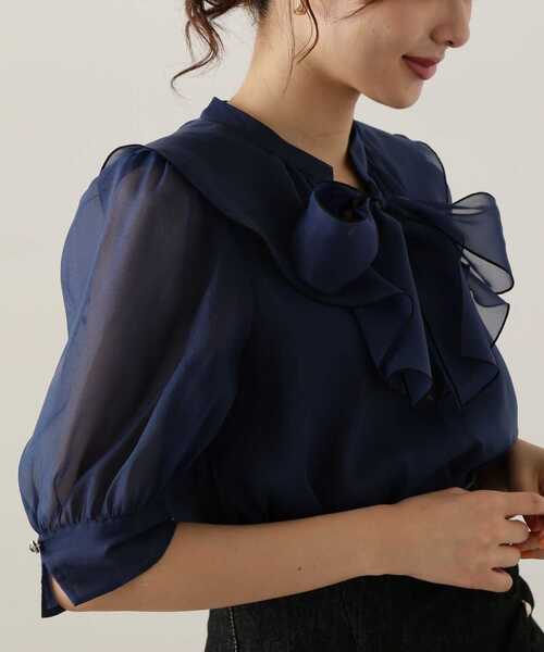 PROPORTION BODY DRESSING（プロポーションボディドレッシング）の「オーガンラッフルブラウス / 1213210808（シャツ/ブラウス・レディース・ネイビー/オフホワイト・FREE）」の19枚目の写真