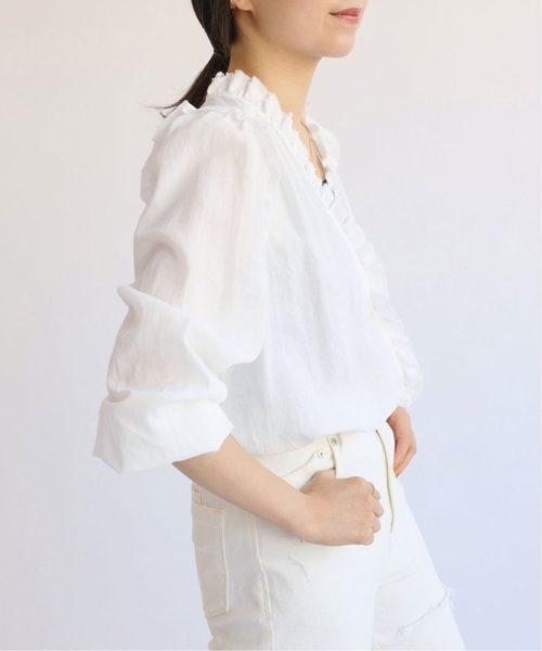 IENA(イエナ)の「《追加3》コットンシュリンクフリルブラウス(シャツ/ブラウス・レディース・ホワイト/ネイビー・FREE)」の22枚目の写真
