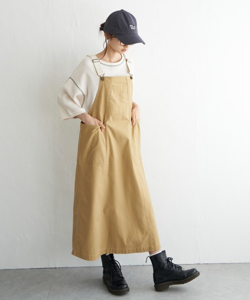 LBC（エルビーシー）の「バックサテンワークジャンスカ（ジャンパースカート・レディース・ダークオリーブ/ライトブラウン/ブラック・M）」の12枚目の写真