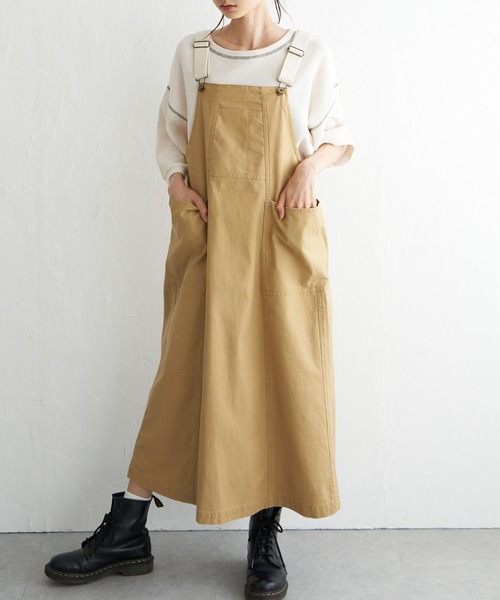 LBC（エルビーシー）の「バックサテンワークジャンスカ（ジャンパースカート・レディース・ダークオリーブ/ライトブラウン/ブラック・M）」の15枚目の写真