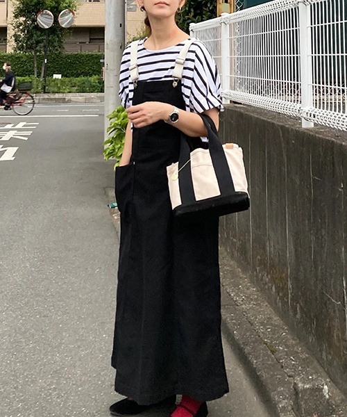 LBC（エルビーシー）の「バックサテンワークジャンスカ（ジャンパースカート・レディース・ダークオリーブ/ライトブラウン/ブラック・M）」の20枚目の写真