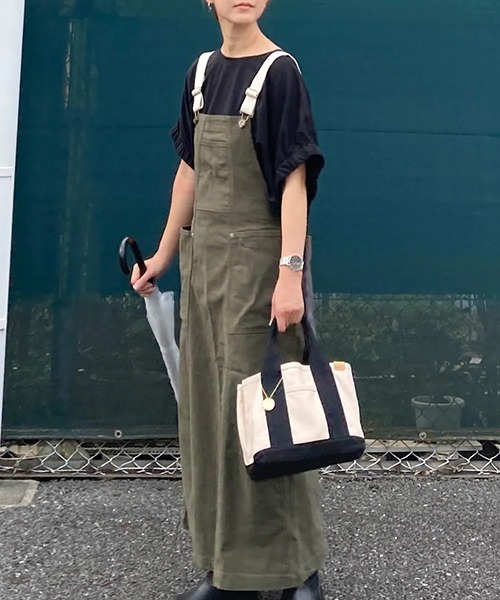 LBC（エルビーシー）の「バックサテンワークジャンスカ（ジャンパースカート・レディース・ダークオリーブ/ライトブラウン/ブラック・M）」の22枚目の写真