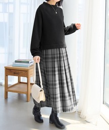 Viola e Viola（ヴィオラエヴィオラ）の「楽ちんコーデ裏起毛ドッキングワンピ（ワンピース）」