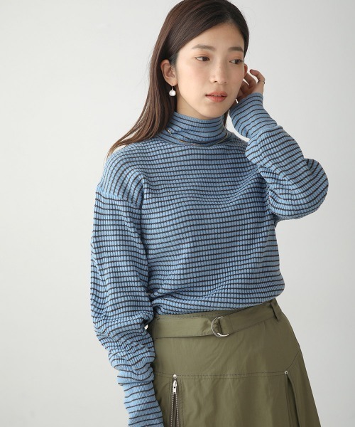 Bou Jeloud(ブージュルード)の「バルーンスリーブモックネックリブプルオーバー(Tシャツ/カットソー・レディース・ブラック/ブルー/グレー・FREE)」の15枚目の写真