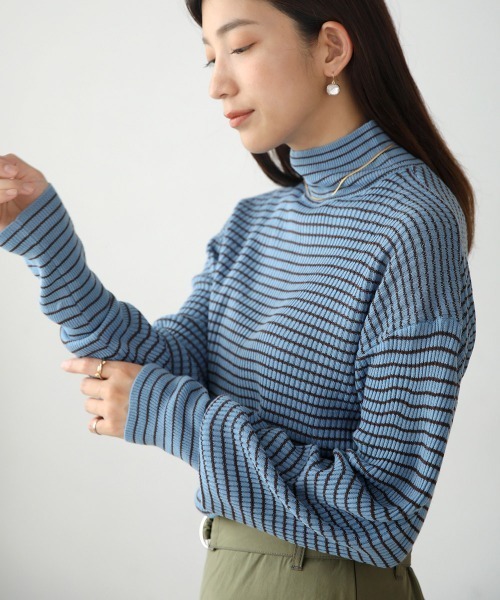 Bou Jeloud(ブージュルード)の「バルーンスリーブモックネックリブプルオーバー(Tシャツ/カットソー・レディース・ブラック/ブルー/グレー・FREE)」の19枚目の写真