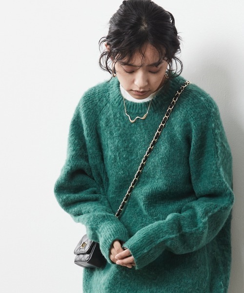 CHIC STYLE(シックスタイル)の「<大きいサイズ>畦編ヘアリーニットチュニック シックスタイル(その他トップス・レディース・グリーン/グレー/パープル・5L/3L/LL/4L/L)」の1枚目の写真