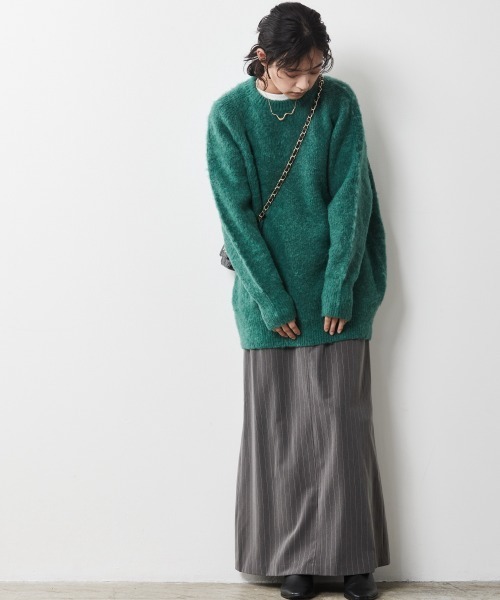 CHIC STYLE(シックスタイル)の「<大きいサイズ>畦編ヘアリーニットチュニック シックスタイル(その他トップス・レディース・グリーン/グレー/パープル・5L/3L/LL/4L/L)」の4枚目の写真