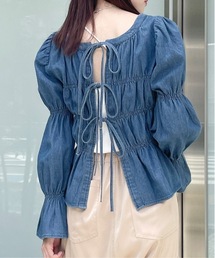 デニムシャーリングブラウス