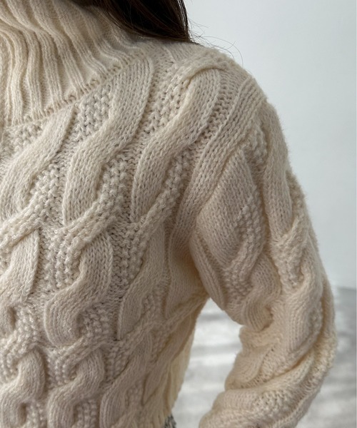 EPIMI E'PIMMY(エピミエピミー)の「【ハンドウォッシャブル】ケーブルジップカーディガン(カーディガン/ボレロ・レディース・ピンクベージュ/杢グレー/オフホワイト/ダークブルー・MEDIUM)」の12枚目の写真