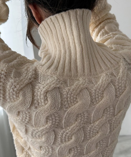 EPIMI E'PIMMY(エピミエピミー)の「【ハンドウォッシャブル】ケーブルジップカーディガン(カーディガン/ボレロ・レディース・ピンクベージュ/杢グレー/オフホワイト/ダークブルー・MEDIUM)」の9枚目の写真