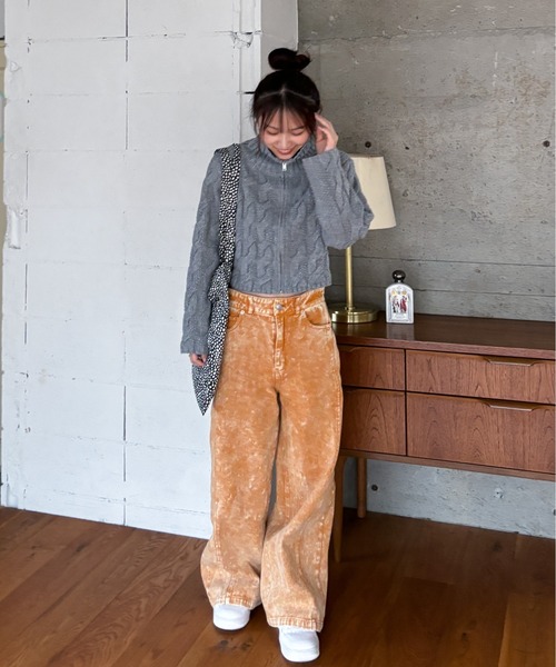 EPIMI E'PIMMY(エピミエピミー)の「【ハンドウォッシャブル】ケーブルジップカーディガン(カーディガン/ボレロ・レディース・ピンクベージュ/杢グレー/オフホワイト/ダークブルー・MEDIUM)」の18枚目の写真