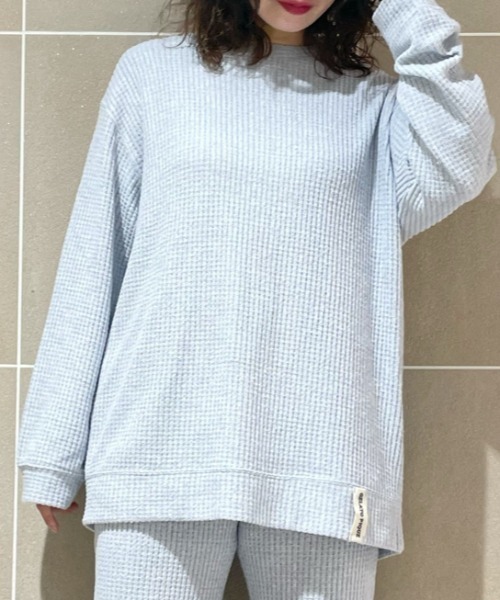 gelato pique(ジェラートピケ)の「【HOMME】スノーワッフルビッグクルーネック(ルームウェア/パジャマ・メンズ・ブルー/グレー・LARGE/MEDIUM)」の2枚目の写真