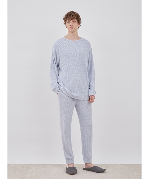 gelato pique(ジェラートピケ)の「【HOMME】スノーワッフルビッグクルーネック(ルームウェア/パジャマ・メンズ・ブルー/グレー・LARGE/MEDIUM)」の6枚目の写真