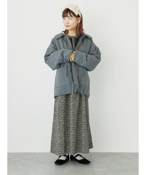 ehka sopo（エヘカソポ）の「ジャカードキルティングジャケット（ノーカラージャケット・レディース・グレー/キナリ/ブラウン・F）」の7枚目の写真