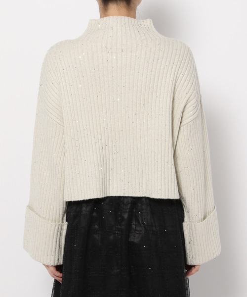 mysty woman（ミスティウーマン）の「スパンコールラメリブニット 988038（ニット/セーター・レディース・ライトグリーン/ブラック/オフホワイト/グレイッシュブルー・FREE）」の17枚目の写真