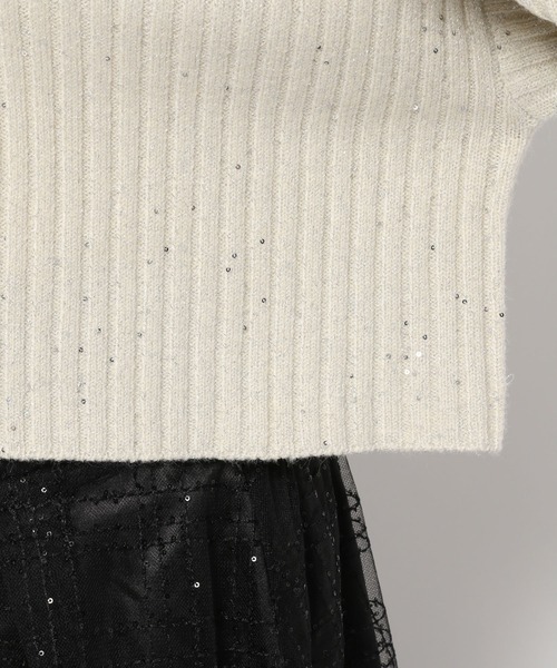 mysty woman（ミスティウーマン）の「スパンコールラメリブニット 988038（ニット/セーター・レディース・ライトグリーン/ブラック/オフホワイト/グレイッシュブルー・FREE）」の21枚目の写真