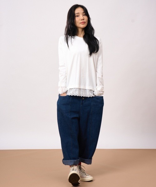 ROCOCO（ロココ）の「袖・裾レース付きカットソー（Tシャツ/カットソー・レディース・ホワイト/ブラック/マスタード・M～Ｌ）」の10枚目の写真