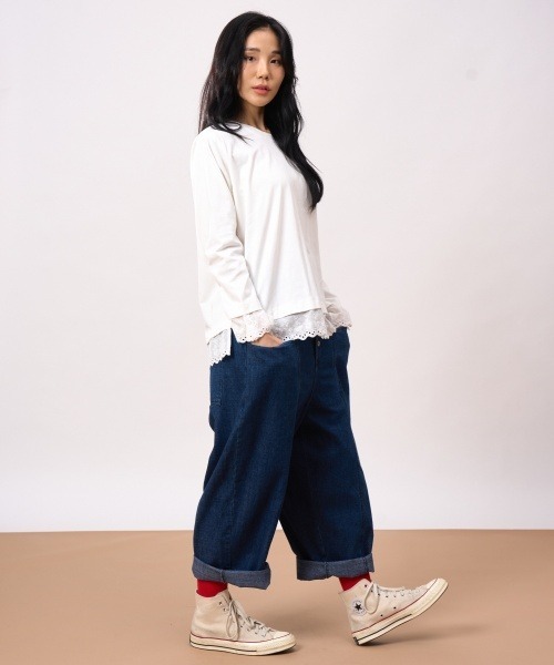ROCOCO（ロココ）の「袖・裾レース付きカットソー（Tシャツ/カットソー・レディース・ホワイト/ブラック/マスタード・M～Ｌ）」の11枚目の写真