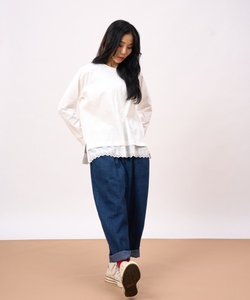 ROCOCO（ロココ）の「袖・裾レース付きカットソー（Tシャツ/カットソー・レディース・ホワイト/ブラック/マスタード・M～Ｌ）」の13枚目の写真