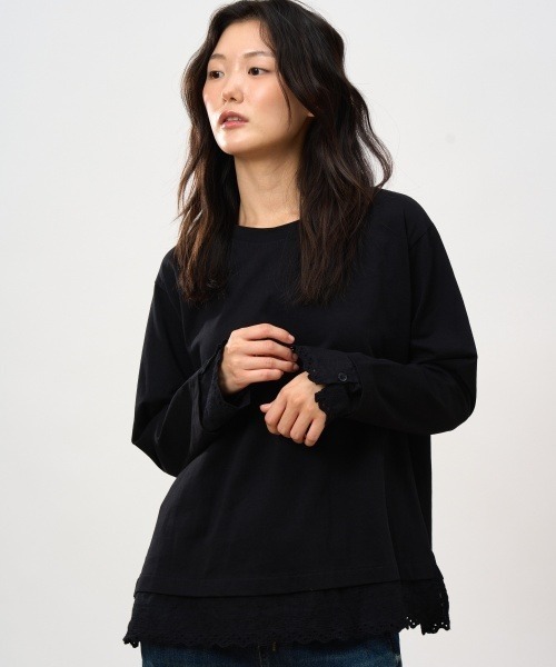 ROCOCO（ロココ）の「袖・裾レース付きカットソー（Tシャツ/カットソー・レディース・ホワイト/ブラック/マスタード・M～Ｌ）」の22枚目の写真