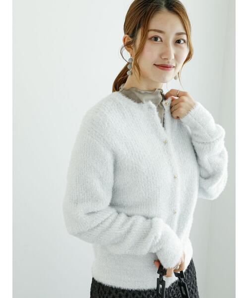 Te chichi（テチチ）の「ラメフェザーニットカーディガン（カーディガン/ボレロ・レディース・チャコールグレー/シルバー/ブルー・F）」の4枚目の写真