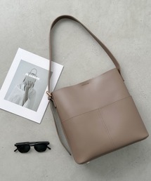 pocket square tote bag／外ポケットスクエアPUトートバッグ