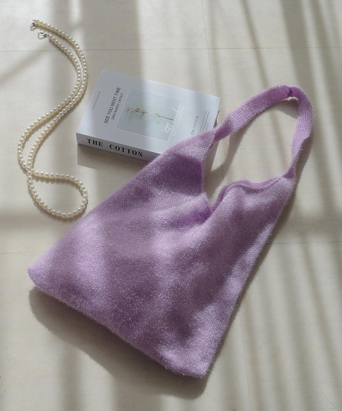 Bou Jeloud（ブージュルード）の「シャギーラメニットトート（トートバッグ・レディース・パープル/ホワイト・ONESIZE）」の2枚目の写真