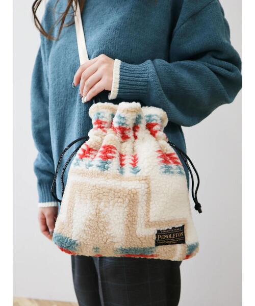 PENDLETON（ペンドルトン）の「PENDLETON ボアドローバッグ（トートバッグ・レディース・オフホワイト/ブラック・FREE）」の3枚目の写真