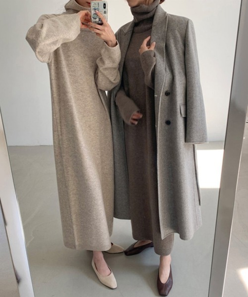 Miniministore(ミニミニストア)の「タートルネックニットワンピース 韓国風(ワンピース・レディース・ライトグレー/ベージュ/ブラック/ライトブルー/モカ・フリー)」の19枚目の写真