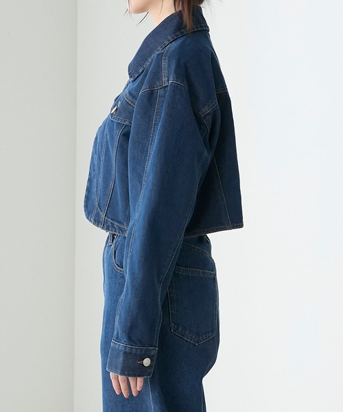 BONLECILL（ボンルシール）の「クロップドデニムボレロジャケット（デニムジャケット・レディース・ブルー/ブラック/ブルー系1/ネイビー・FREE）」の9枚目の写真