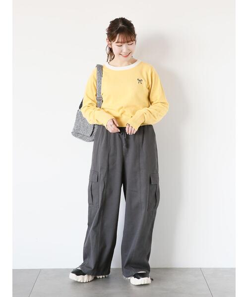 ehka sopo（エヘカソポ）の「◎リボン刺繍プルオーバー（ニット/セーター・レディース・ブラック/イエロー/グリーン/オフホワイト・F）」の10枚目の写真