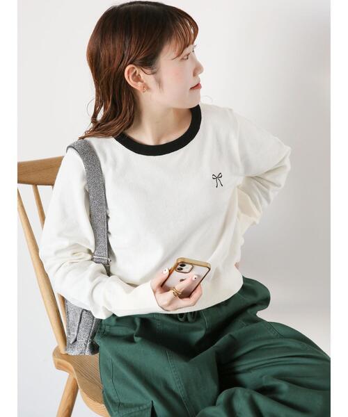 ehka sopo（エヘカソポ）の「◎リボン刺繍プルオーバー（ニット/セーター・レディース・ブラック/イエロー/グリーン/オフホワイト・F）」の18枚目の写真